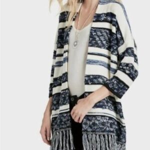 Lucky Brand Navy and Cream Striped Cardigan